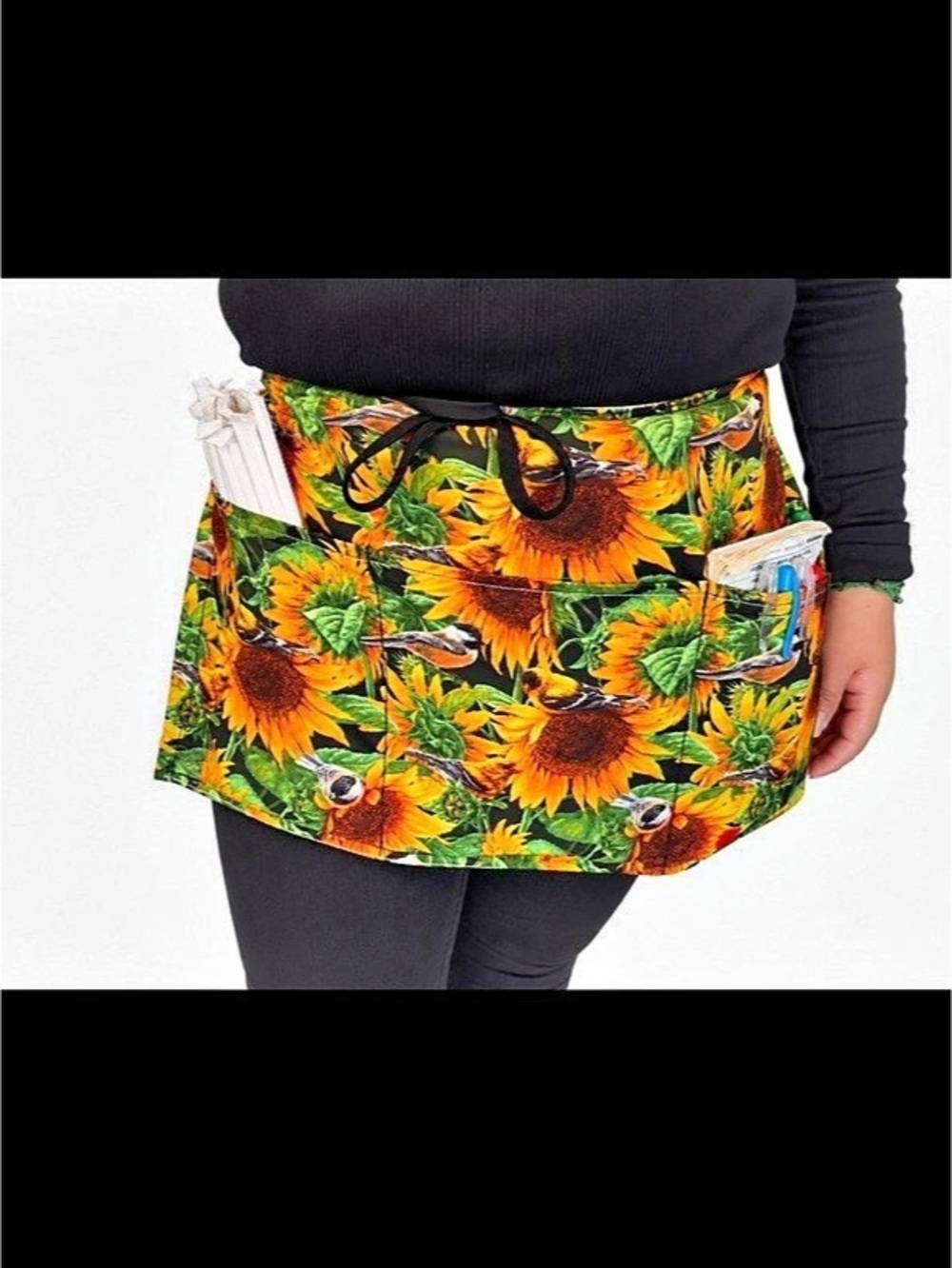 Floral Waist Apron in Orange & Green Like New